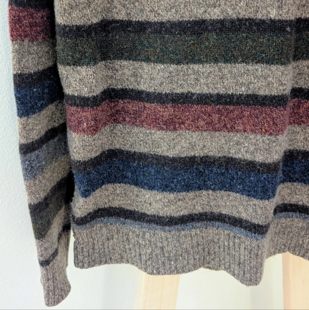 Vintage 90's Striped Textured Wool Crewneck Sweater In Oatmeal Tan - Picture 7 of 15